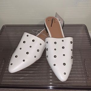 White Stud Slip Ons